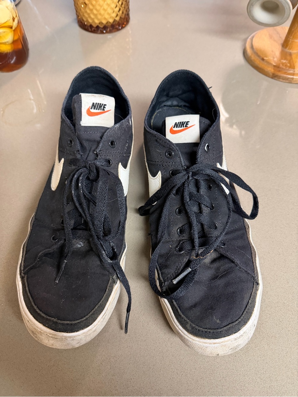 Nike Black Canvas Sneakers with White Swoosh